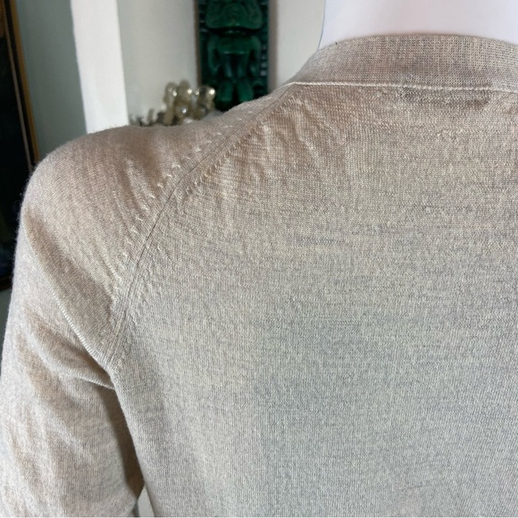 J. Crew Merino Wool Cream/Gray Women's Long Cardigan Sweater Medium M 65370 - Picture 10 of 13